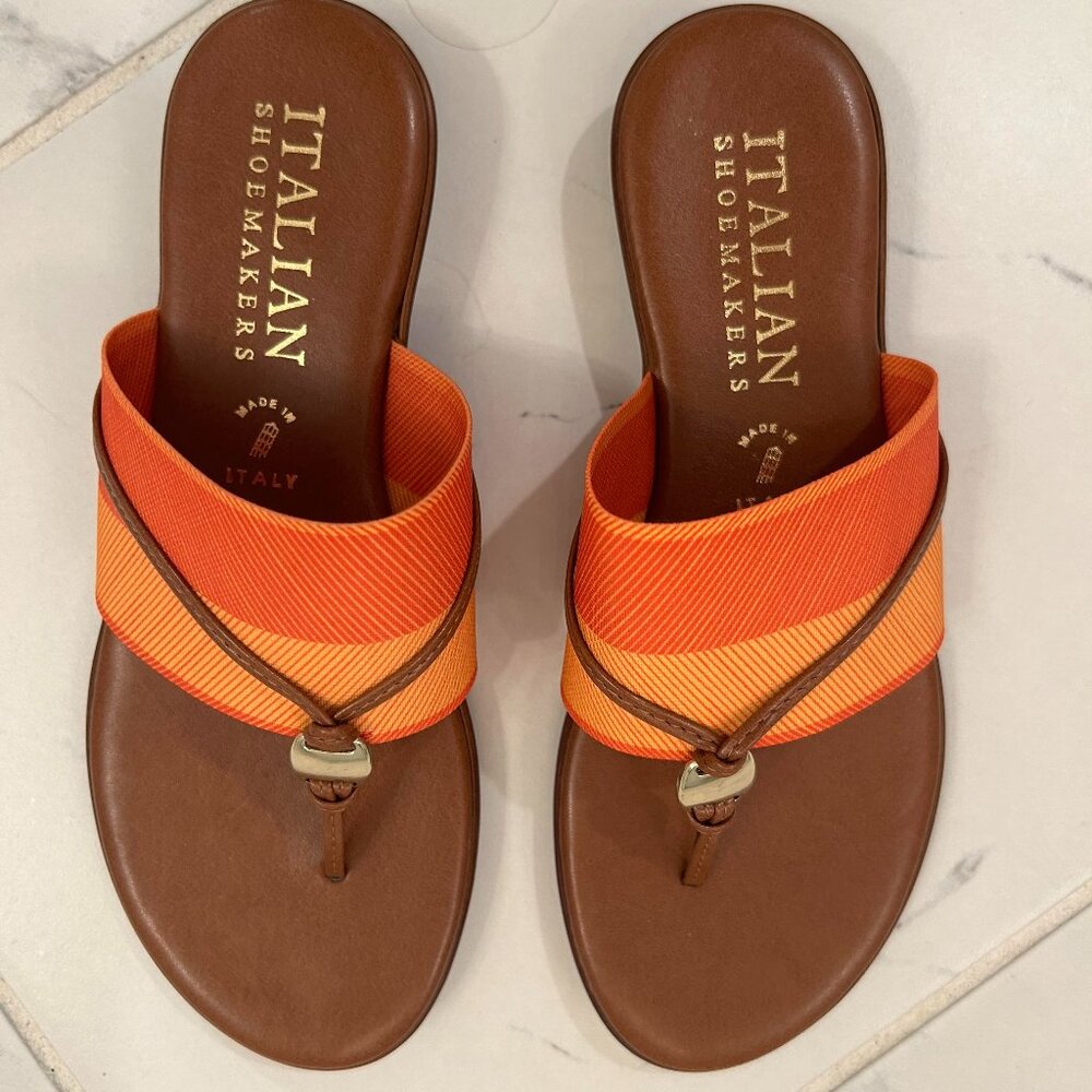 NEW never worn - Italian Shoemakers Camy Sandal w/multi orange top